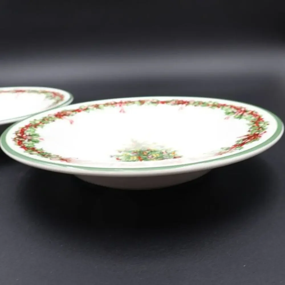 2 Christopher Radko Traditions Holiday Celebrations Rimmed Soup Bowls
